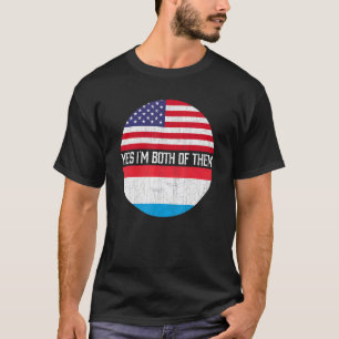 Halb Amerikaner Halb Luxemburg Root USA Flaggenfam T-Shirt