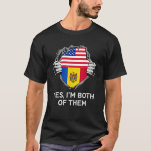 Halb Amerikaner Halb Moldawier USA Moldawien Flagg T-Shirt