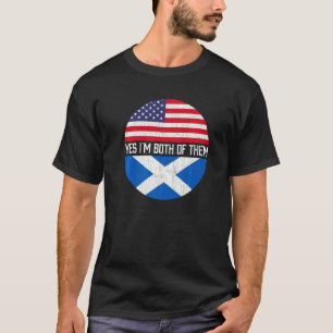 Halb-Amerikaner Halb-Schottische Flagge Familie He T-Shirt