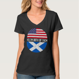 Halb-Amerikaner Halb-Schottische Flagge Familie He T-Shirt