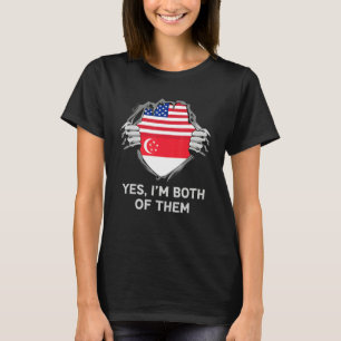 Halb Amerikaner Halb Singapurer USA Singapur-Flagg T-Shirt