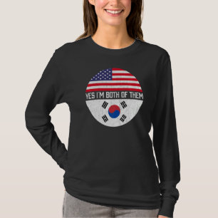 Halb-Amerikaner Halb-Südkoreaner-Flaggenfamilie Er T-Shirt