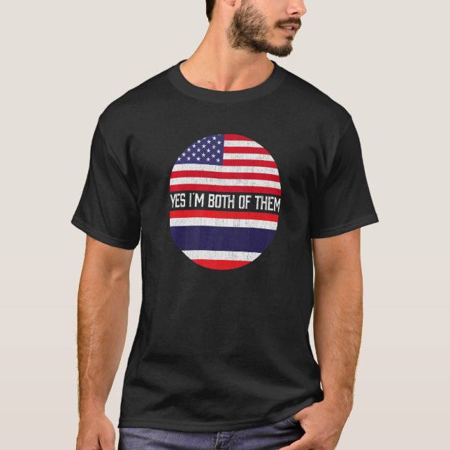 Halb-Amerikaner, halb thailändisch, USA Flaggenfam T-Shirt (Vorderseite)