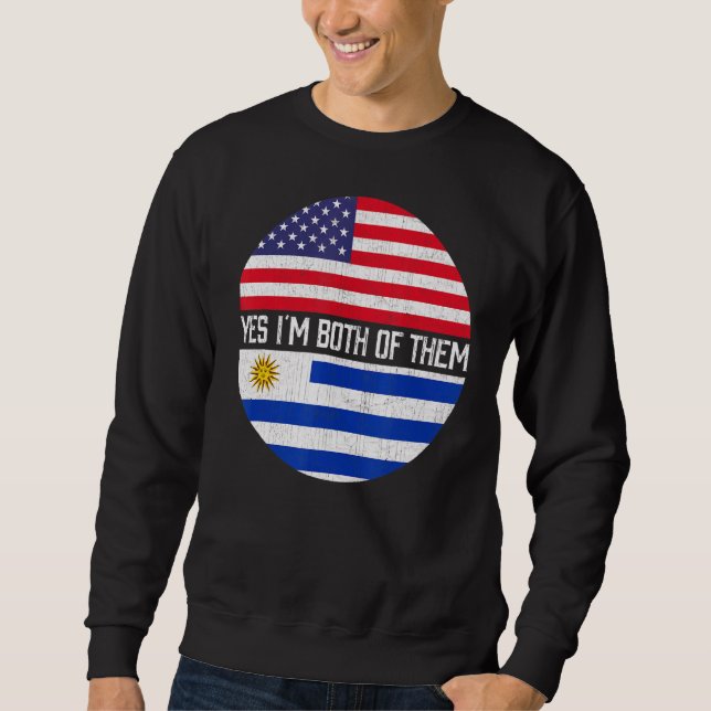 Halb-Amerikaner Halb-Uruguayan-Flagge Familie Heri Sweatshirt (Vorderseite)
