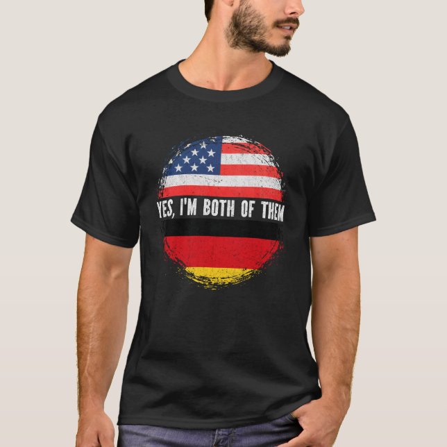 Halb-Amerikaner Halbdeutsche Fahne USA Deutschland T-Shirt (Vorderseite)