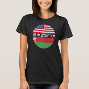Halb Amerikaner Halbe belarussische Flagge Familie T-Shirt