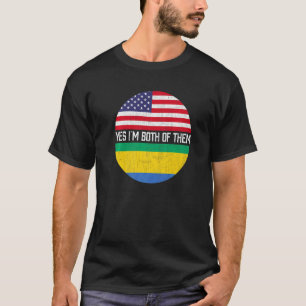 Halb Amerikaner Halbe Gabunische Flagge Familie He T-Shirt