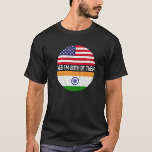 Halb Amerikaner Halbe Indische Flagge Familie Erbe T-Shirt
