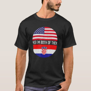 Halb Amerikaner Halbe kroatische Flagge Familie He T-Shirt