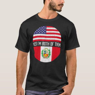 Halb Amerikaner Halbe peruanische Flagge Familie H T-Shirt
