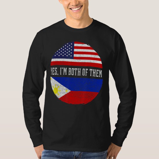 Halb-Amerikaner Halbe philippinische Flagge Philip T-Shirt (Vorderseite)