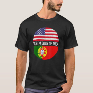 Halb Amerikaner Halbe Portugiesisch Flaggenfamilie T-Shirt