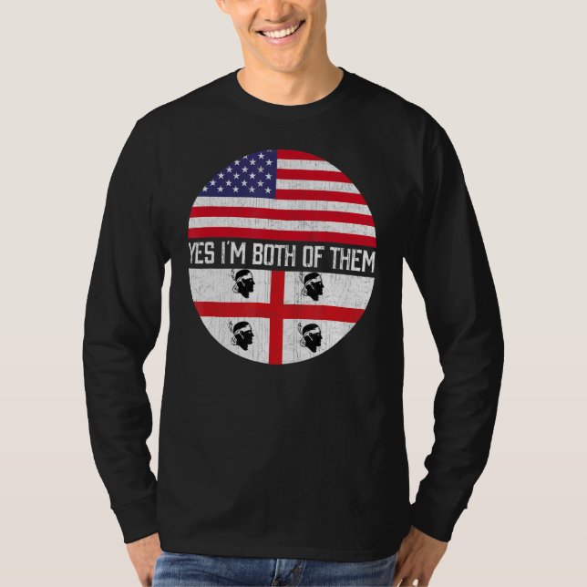 Halb Amerikaner Halbe sardische Flagge Familie Her T-Shirt (Vorderseite)