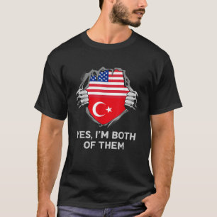 Halb Amerikaner Halbe Türkei Türkei Flaggen Mens W T-Shirt