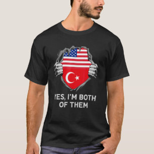 Halb Amerikaner Halbe Türkei Türkei Flaggen Mens W T-Shirt