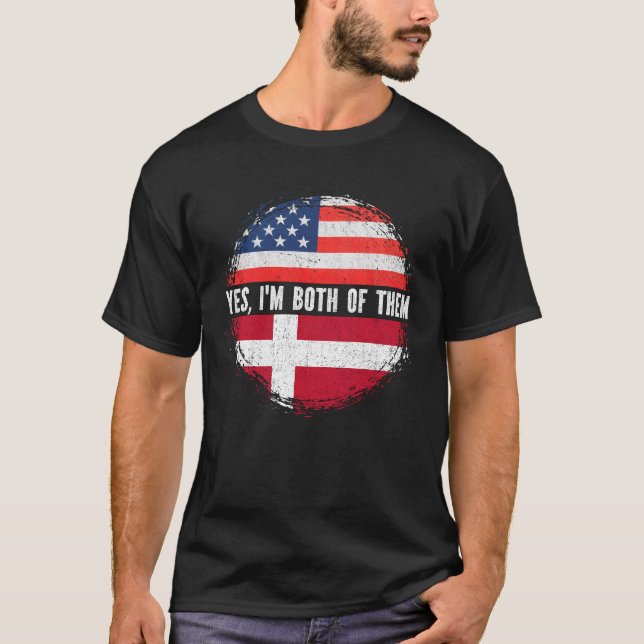 Halb-Amerikaner Halbfinale Dänische USA Flagge Dän T-Shirt (Vorderseite)