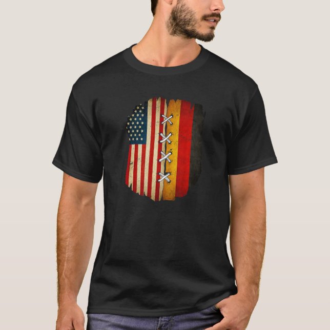 Halb-Amerikaner Halbfinale Fahne Deutschland Flag  T-Shirt (Vorderseite)