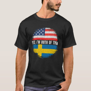 Halb-Amerikaner Halbfinale Schwedische Flagge USA  T-Shirt