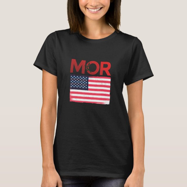 Halb-Amerikaner - Halbmarokkanische Flagge Marokko T-Shirt (Vorderseite)