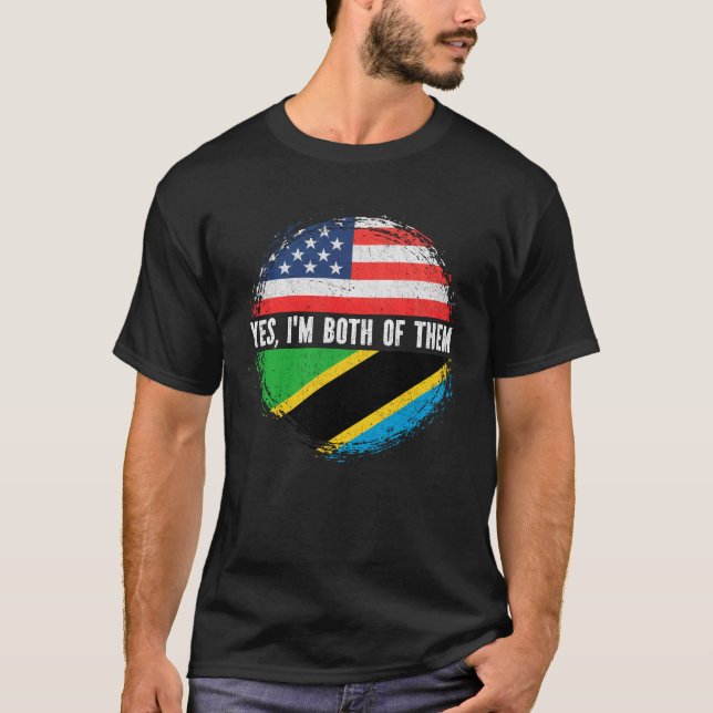 Halb-Amerikaner Halbtansanische Fahne USA Tansania T-Shirt (Vorderseite)