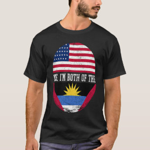 Halb-Amerikaner Half Antiguan USA Flag Antigua und T-Shirt