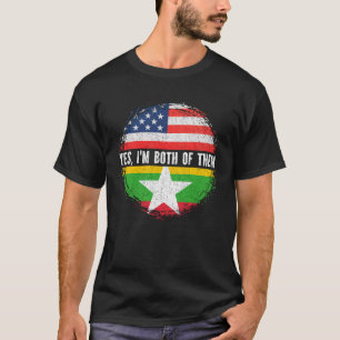Halb-Amerikaner Half-Burmese USA Flag Myanmar T-Shirt