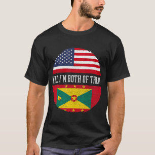 Halb-Amerikaner Half Grenadian USA Flag Grenada He T-Shirt