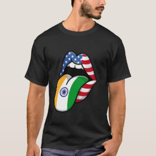 Halb-Amerikaner Half Indischer Funny India USA Fla T-Shirt