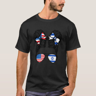 Halb Amerikaner Half Israelis Girl USA Israel Flag T-Shirt