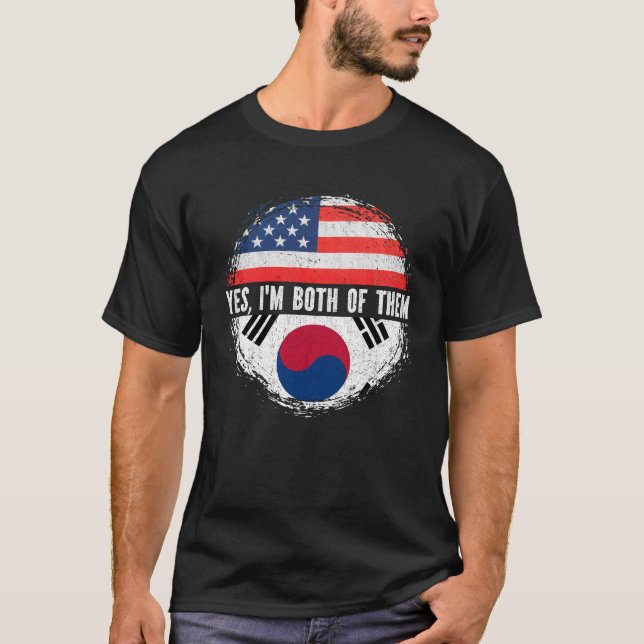 Halb-Amerikaner Half koreanische Fahne USA Südkore T-Shirt (Vorderseite)