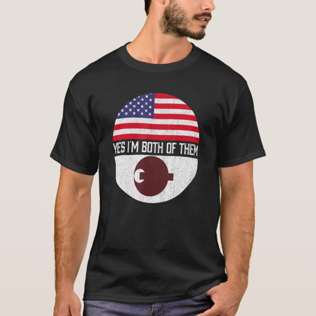 Halb Amerikaner Half Nara USA Flaggenfamilie Erbe T-Shirt (Vorderseite)