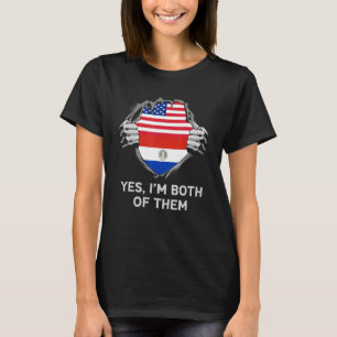 Halb Amerikaner Half Paraguayan USA Paraguay Flag T-Shirt