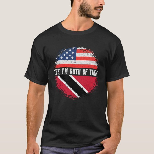 Halb-Amerikaner Half Trinidadian USA Flag Trinidad T-Shirt (Vorderseite)