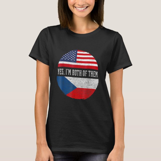 Halb-Amerikaner Half Tschechische USA Flagge Tsche T-Shirt (Vorderseite)