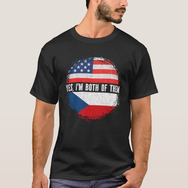Halb-Amerikaner Half Tschechische USA Flagge Tsche T-Shirt (Vorderseite)