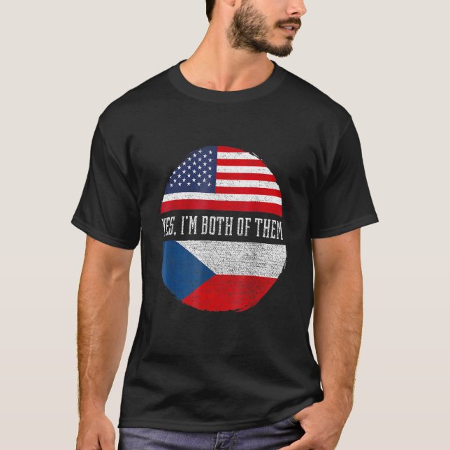 Halb-Amerikaner Half Tschechische USA Flagge Tsche T-Shirt (Vorderseite)