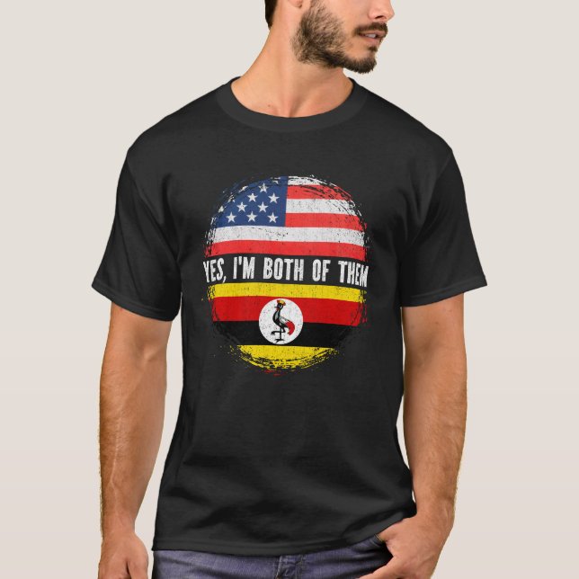Halb-Amerikaner Half-Ugander-USA-Flagge Uganda T-Shirt (Vorderseite)