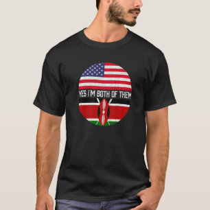 Halb Amerikaner Hälfte kenianische Flagge Familie  T-Shirt