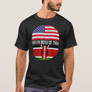 Halb Amerikaner Hälfte kenianische Flagge Familie  T-Shirt