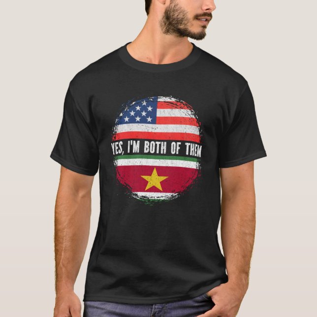 Halb-Amerikaner Hälfte Surinamese USA Flagge Surin T-Shirt (Vorderseite)