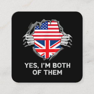 Halb Amerikanisch Halb Britisch USA England Flagge Quadratische Visitenkarte