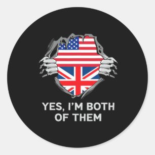 Halb Amerikanisch Halb Britisch USA England Flagge Runder Aufkleber