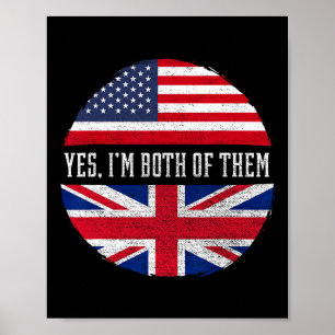 Halb amerikanisch halb britisch USA-Flagge Vereini Poster