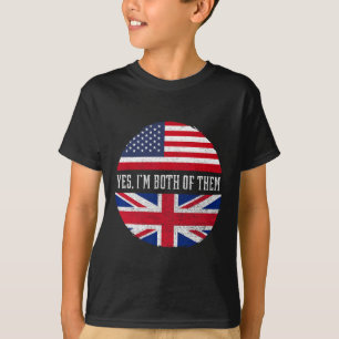 Halb Amerikanisch Halb Britisch USA-Flagge Vereini T-Shirt