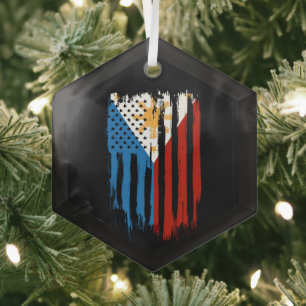 Halb Amerikanisch Halb Filipino Philippinen-Flagge Ornament Aus Glas