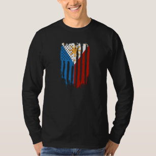 Halb Amerikanisch Halb Filipino Philippinen-Flagge T-Shirt