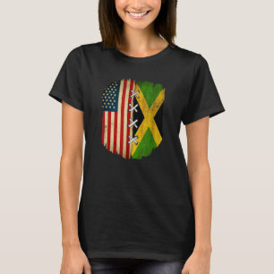 Halb amerikanisch halb jamaikanisch USA-Flagge Jam T-Shirt