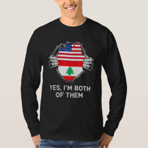 Halb Amerikanisch Halb Libanese USA Libanon Flagge T-Shirt