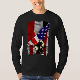 Halb Amerikanische Flagge Ägyptische WURZELN USA-F T-Shirt