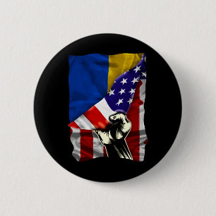 Halb Amerikanische Flagge Ukrainische Wurzeln USA- Button